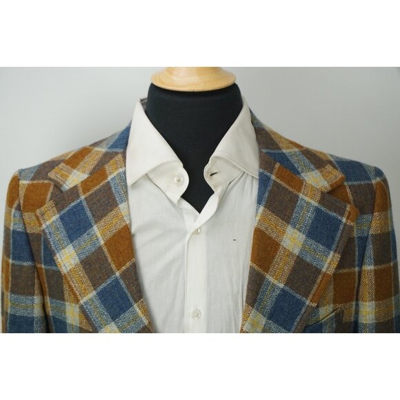 Unbranded VINTAGE Multicolor Plaid Wool Tweed Sport Coat Jacket Sz 42R
